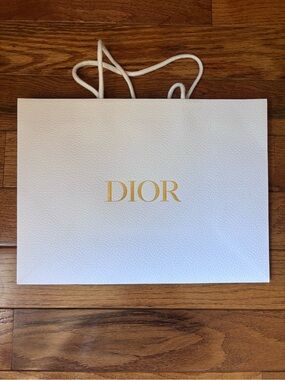 Dior White & Gold Logo Gift Bag